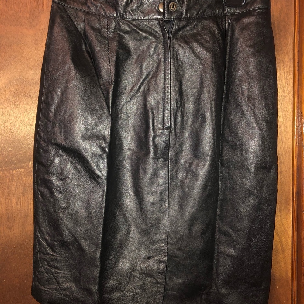 Tannery West Black Leather Skirt
